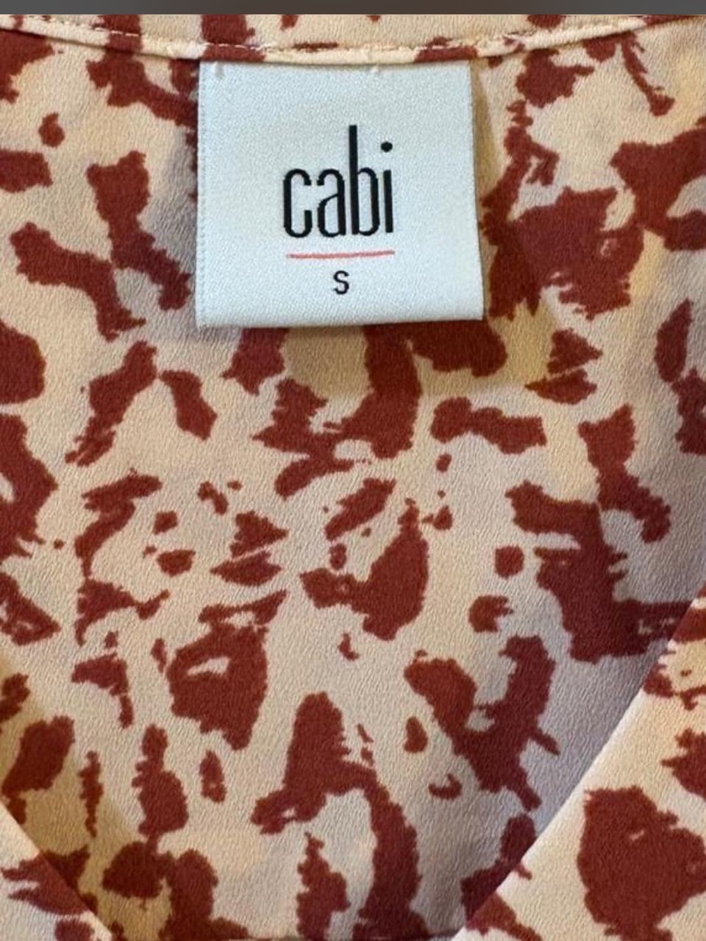 Women’s Cabi  Printed Ruffle Hem Dress - Rust Pattern small - Picture 3 of 3